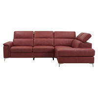 ECKSOFA Avenger Echtleder Rot - Rot, Leder/Metall (271/81/224cm)