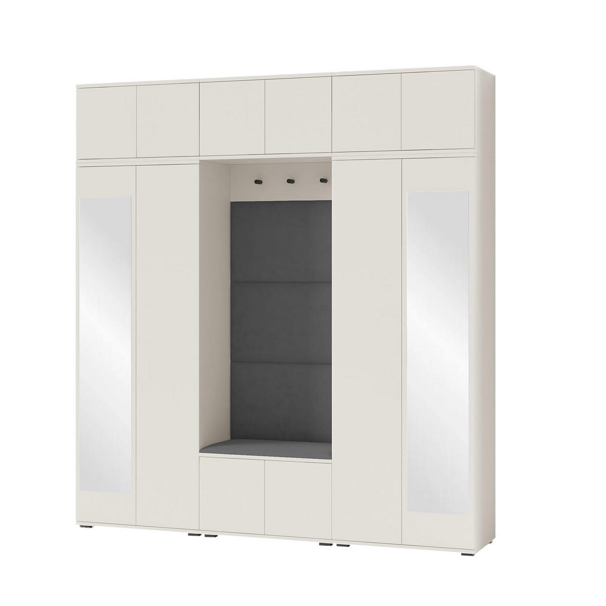 GARDEROBE Napoli 2 Kleiderschrank mit Polsterpaneelen Grau - Beige/Grau, Holzwerkstoff (210/229/40cm) - Jerpax
