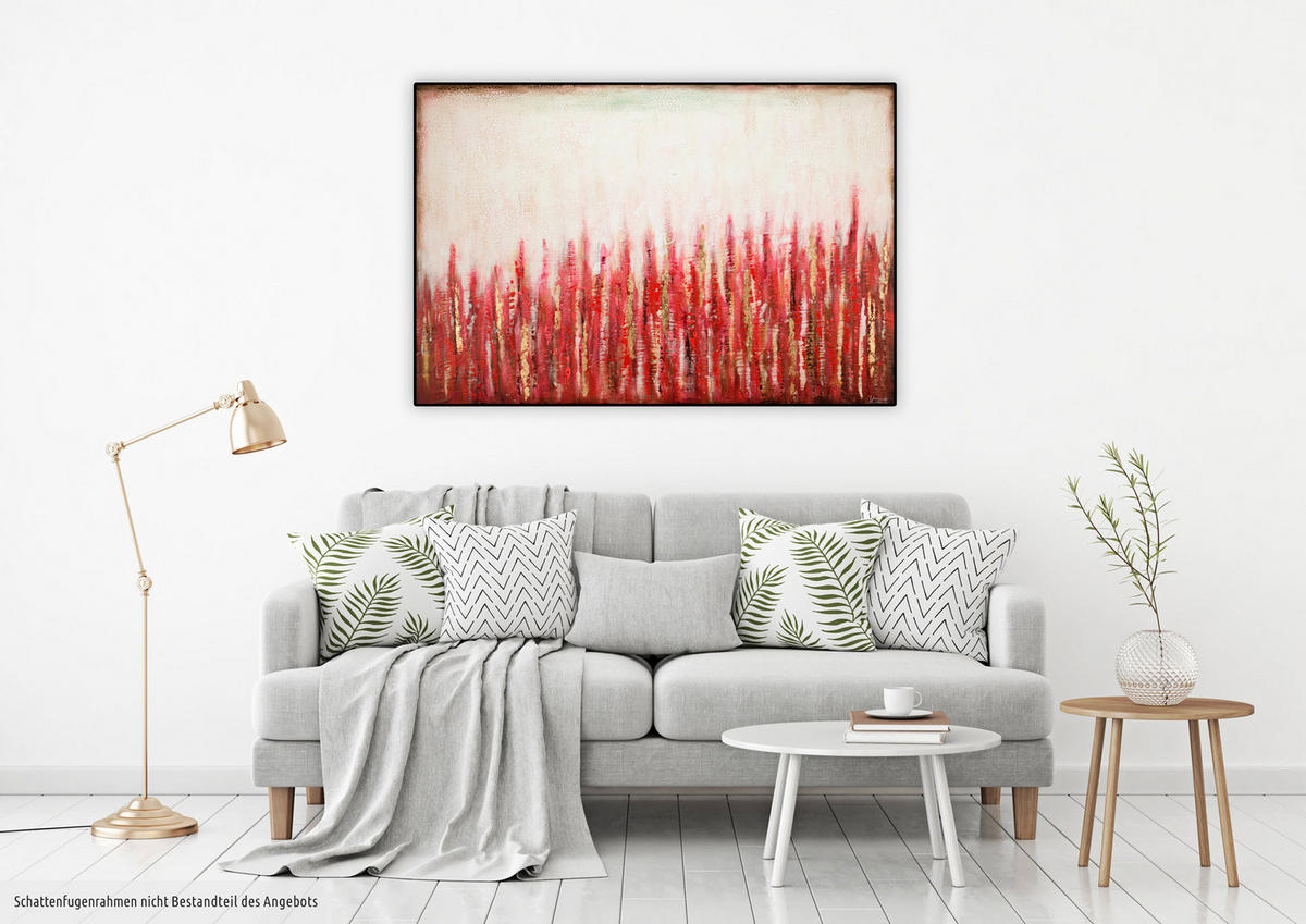 ACRYLBILD HANDGEMALT 120/80 cm - Beige/Rot, Holz/Textil (120/80cm) - KUNSTLOFT
