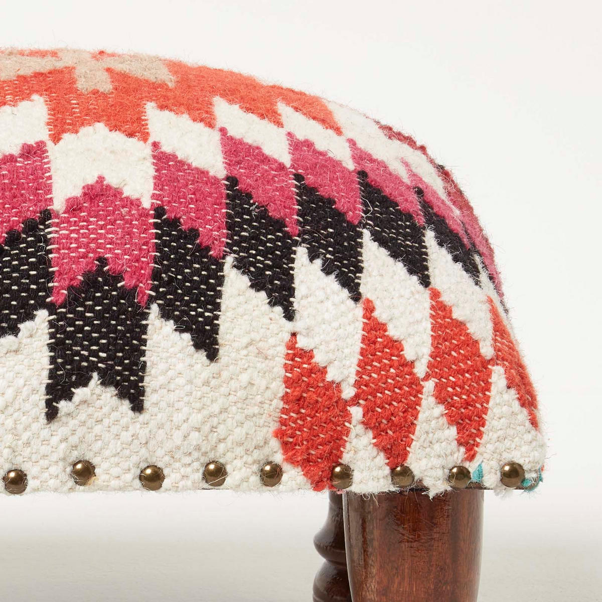 KELIM-HOCKER Manila mit Holzbeinen, Ethno-Muster, 40/40/25 cm - Multicolor, Textil (40/25/40cm) - Homescapes