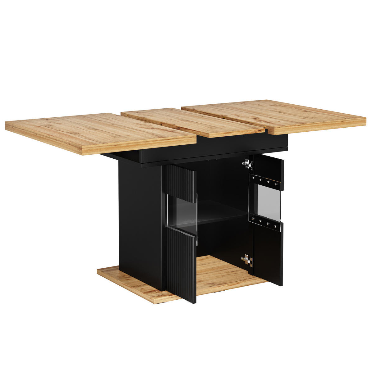 AUSZIEHBARER ESSTISCH mit Stauraum 110-140 x 80 cm Schwarz - Schwarz, Metall (110/80/76cm) - Meubliv