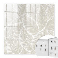 SCHLÜSSELBOX Weiß 30x30 cm – Türöffnung nach rechts - Friedliche Blätter - Beige, Metall (30/30/5cm) - TULUP