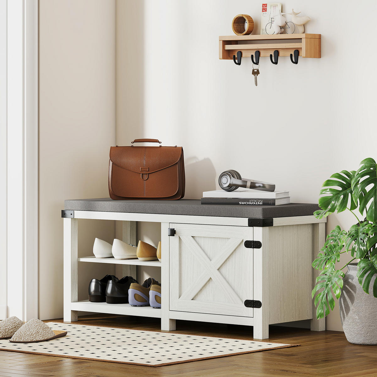 SCHUHBANK Weiß 1 Stück - Weiß, Kunststoff (40/48/100cm) - GiPP