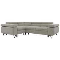 ECKSOFA ORSO L Hellgrau Stukture - Links Seite - Hellgrau/Schwarz, Textil/Metall (197/268cm) - MKS