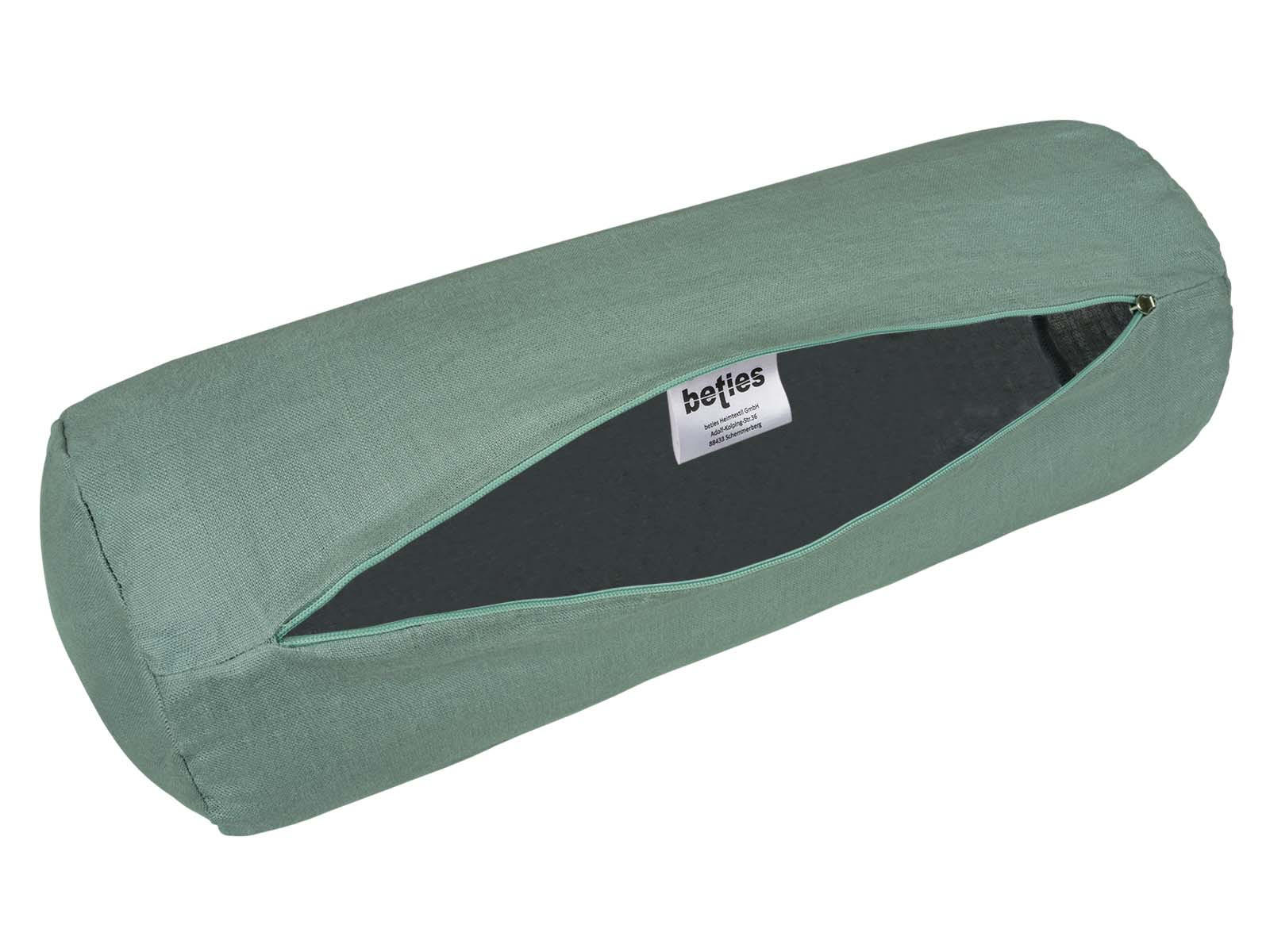 NACKENROLLENBEZUG reines Leinen natural-mint 40/15 cm - Mintgrün, Naturmaterialien (15/40cm) - beties Heimtextil