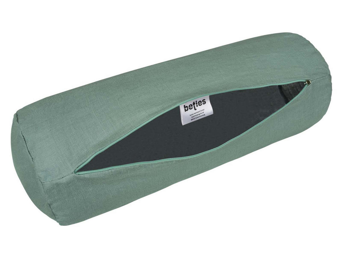 NACKENROLLENBEZUG reines Leinen natural-mint 40/15 cm - Mintgrün, Naturmaterialien (15/40cm) - beties Heimtextil