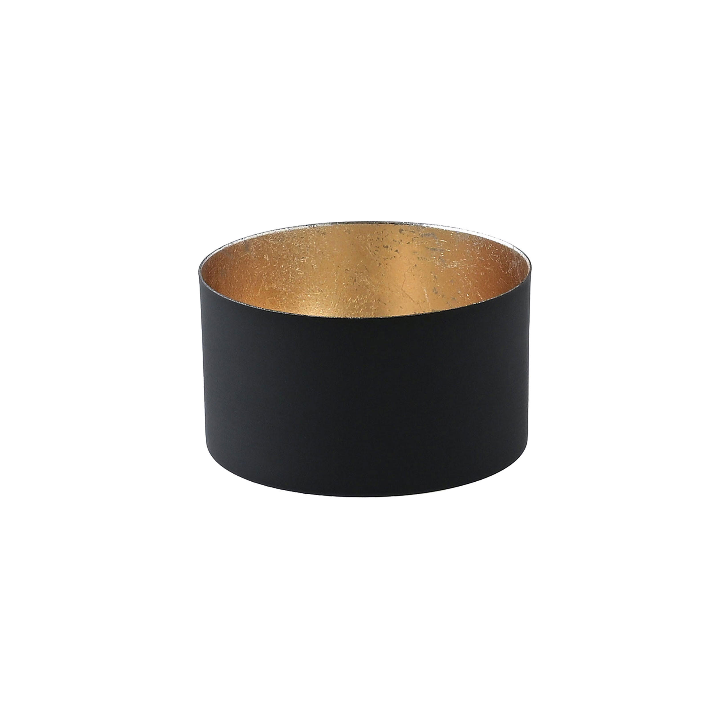 TEELICHTHALTER Chennai S, Eisen, Schwarz, Gold, 5 cm - Weiß, Metall (5cm) - Gift Company