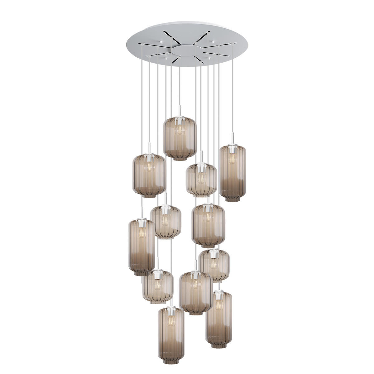 GALERIELEUCHTE Velo 12-flammig Klar Ø 18/20/25cm - Klar/Weiß, Glas (25/25/27cm) - s.luce