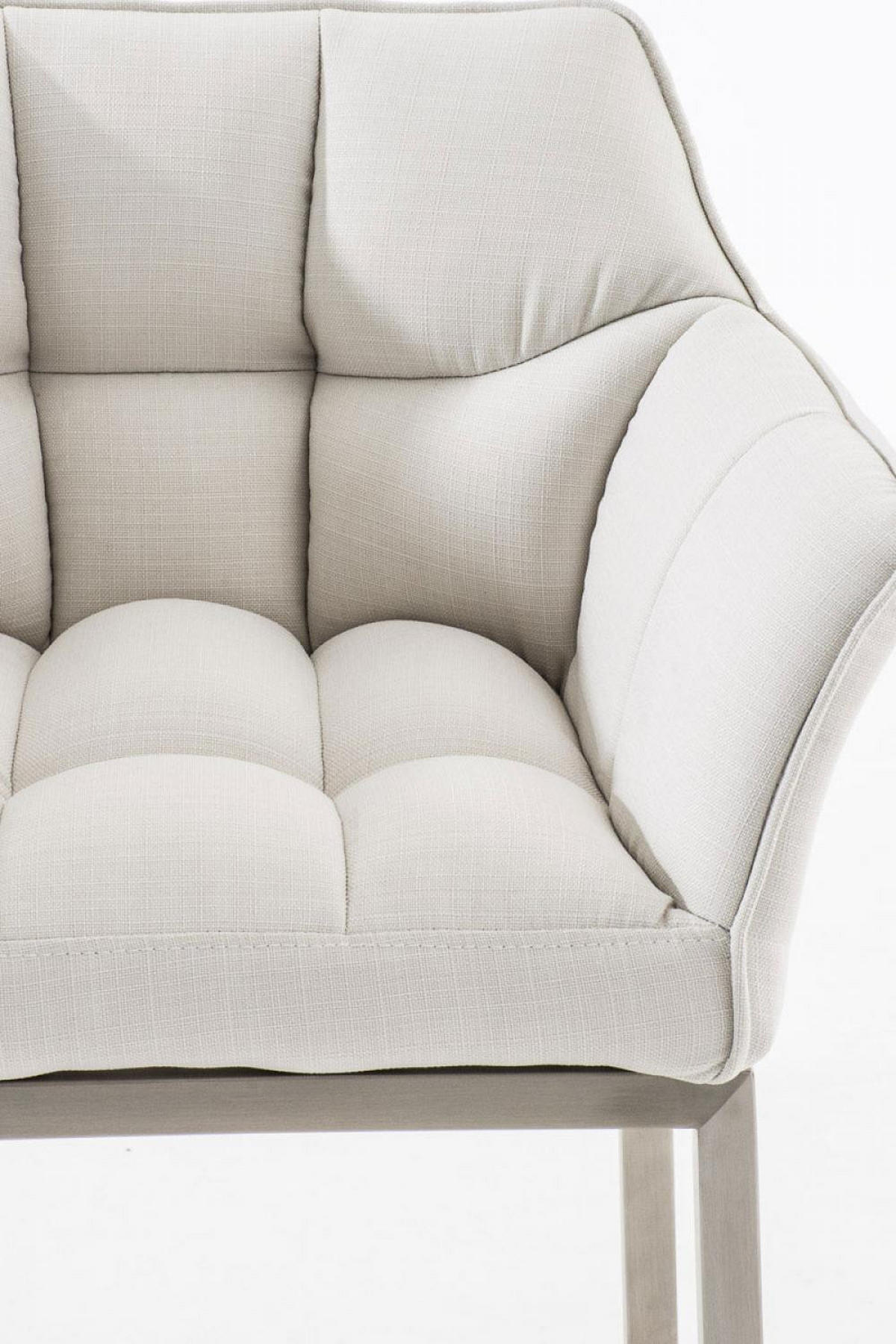 BARHOCKER Stoff weiß - Edelstahlfarben/Weiß, Textil/Metall (64/110/48cm) - CLP