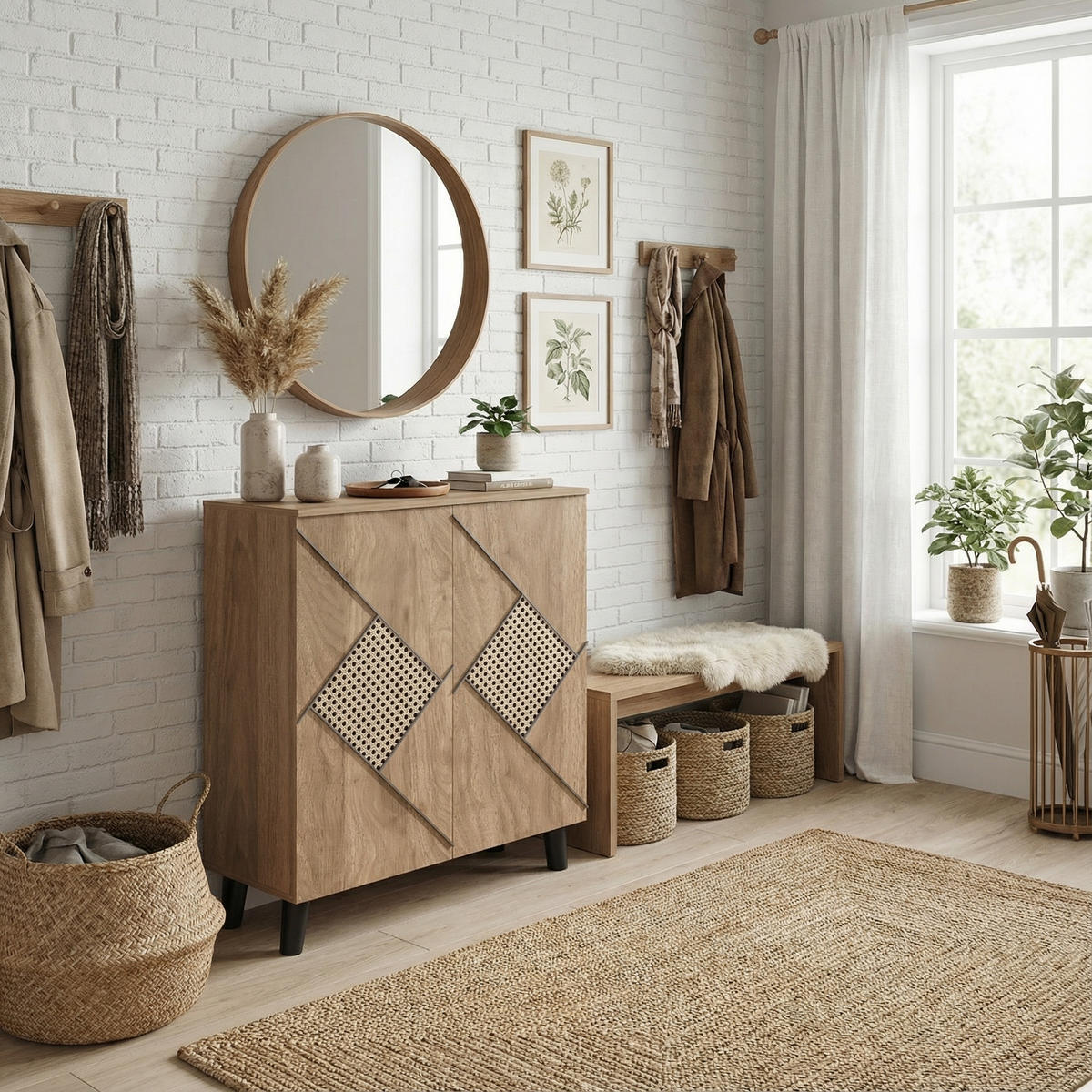 SCHUHSCHRANK 80 cm in Holzoptik - Eichefarben, Holzwerkstoff (80/91/32cm) - Urban Meuble