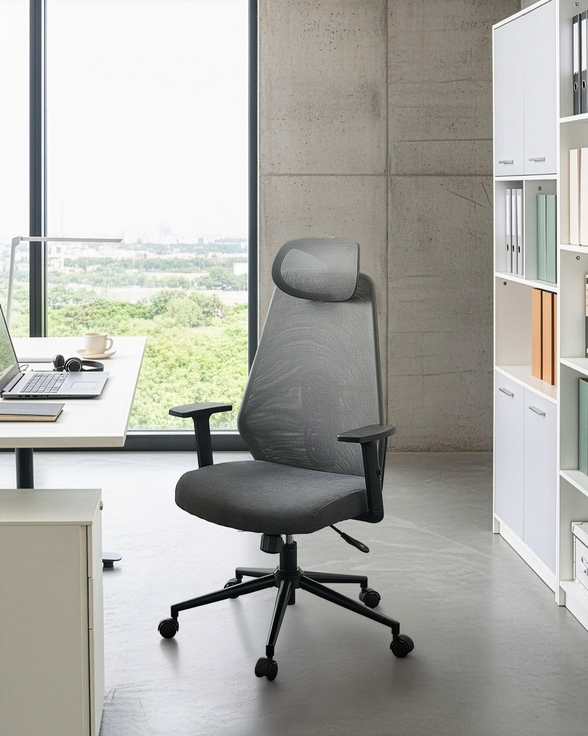 BÜROSTUHL Dunkelgrau Oryn - Dunkelgrau, Textil (71/111/65cm) - Beliani