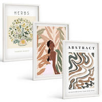 BILDER SET 3er Set - 40x60 cm Weißer Rahmen - Boho-Pastell-Minimalisten-Poster - Weiß, Kunststoff (40/60cm) - TULUP