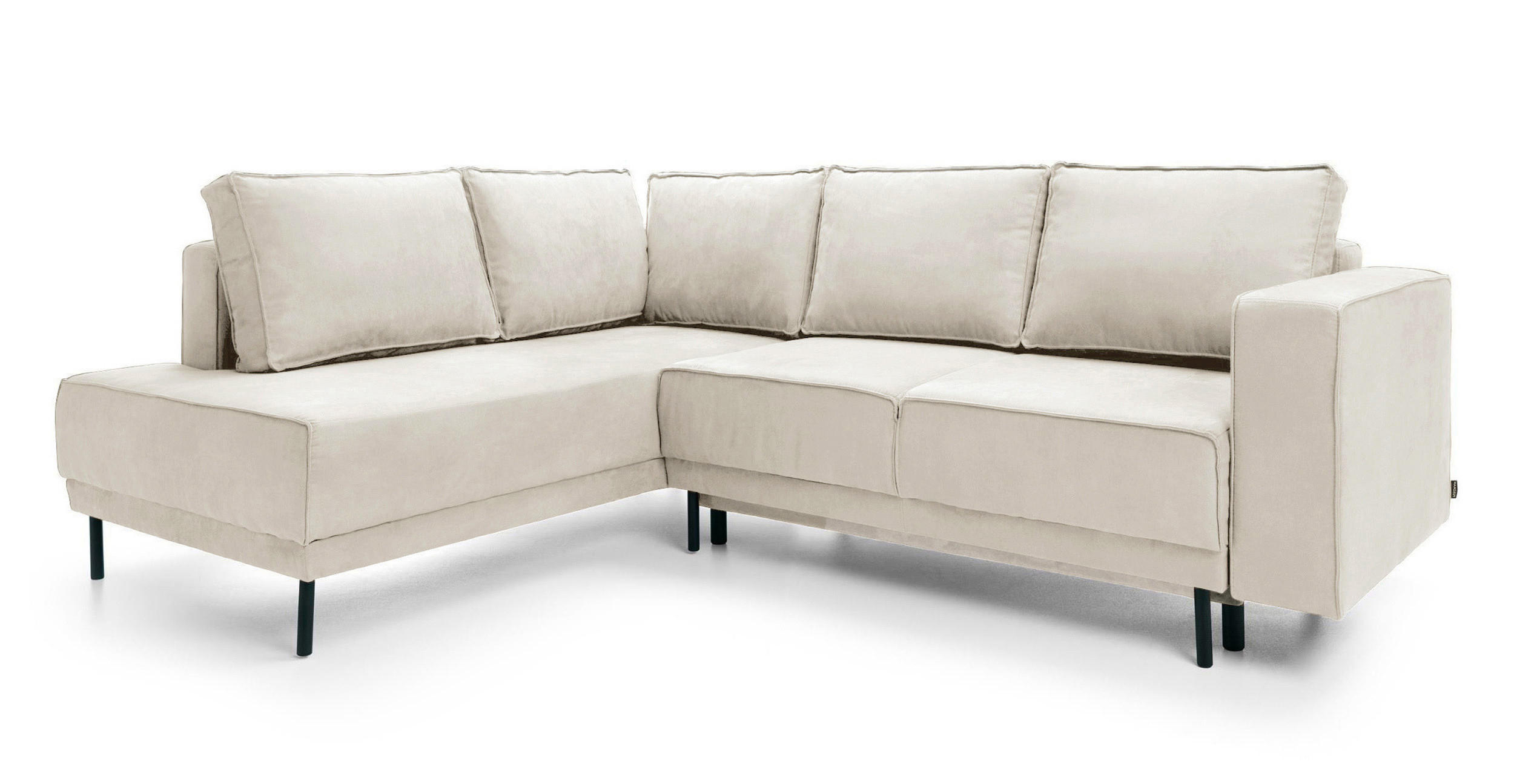 ECKSOFA Rodario Hellbeige Velours - Ecru/Schwarz, Textil/Metall (247/187cm) - Selsey