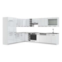 ECKKÜCHE Fame-Line Weiß Hochglanz/Weiß 347 x 257 cm, AP Marmor - Weiß Hochglanz/Weiß, Holzwerkstoff (347/81.6/60cm) - Vicco