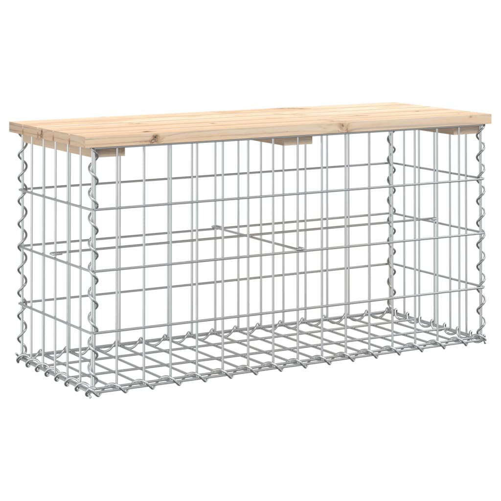 GARTENBANK aus Gabionen 83x31,5x42 cm Massivholz Kiefer - Braun, Holz (83/42/31.5cm) - furnicato