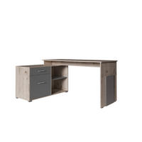 SCHREIBTISCH Eiche Wellington, Graphit 168/76/110 - Eichefarben/Graphitfarben, Holzwerkstoff (110/168/76cm) - RAUMHIRSCH FURNITURE