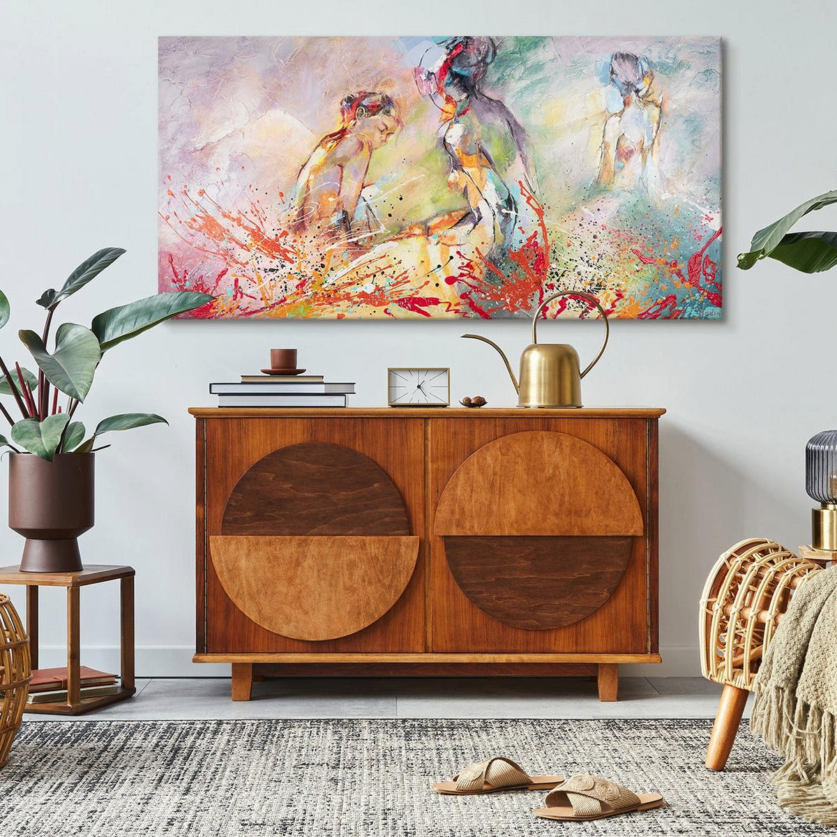 GEMÄLDE Heißer Sommer auf Keilrahmen 140x70 cm - Rot, Holz (140/70cm) - YS-art gallery