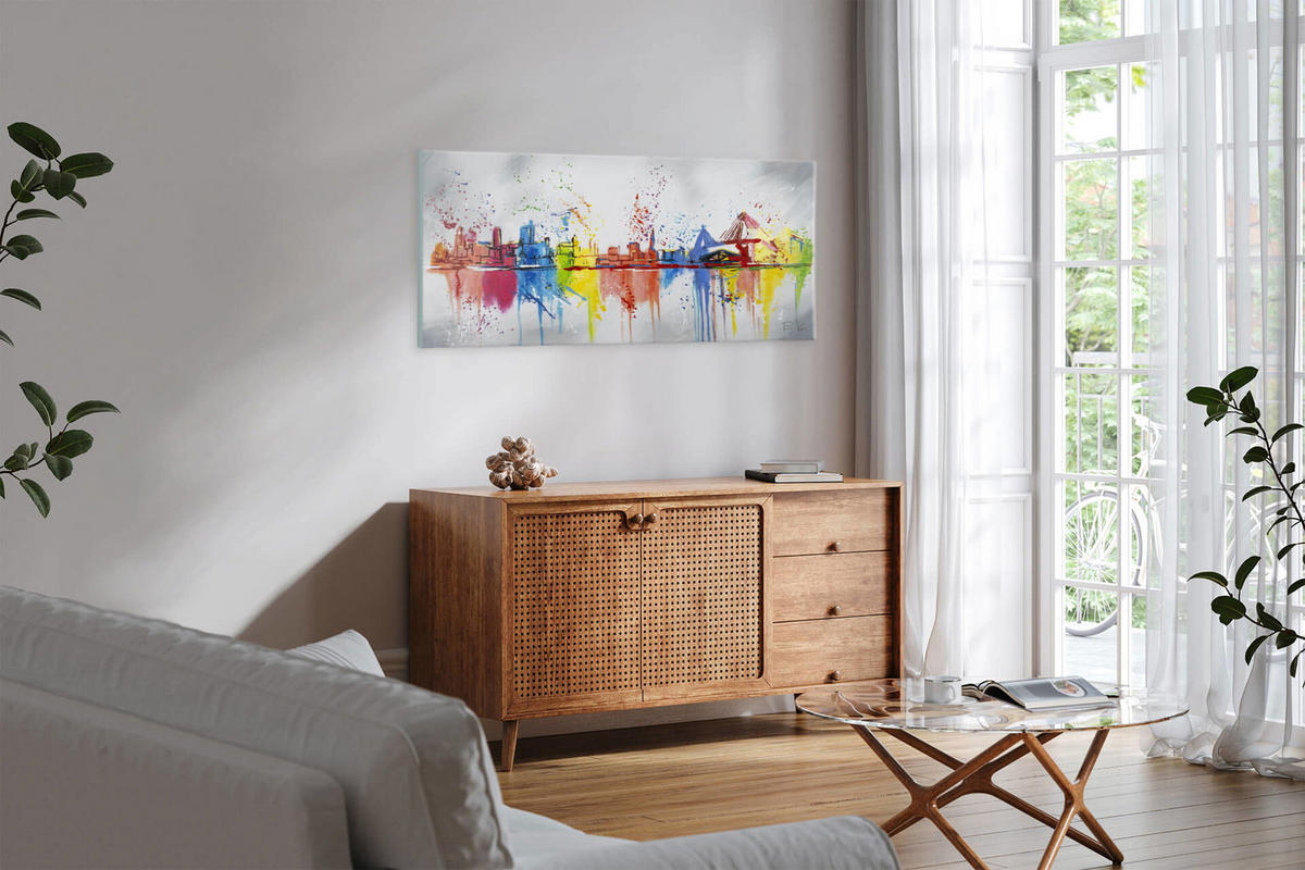 ACRYLBILD HANDGEMALT 120/60 cm - Multicolor/Grau, Holz/Textil (120/60cm) - KUNSTLOFT