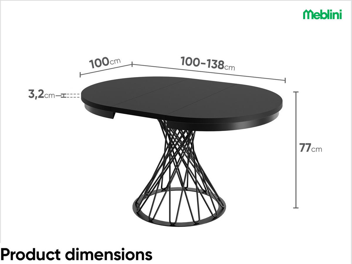 ESSTISCH LUCO - Schwarz, Holzwerkstoff (100/100/77cm) - Meblini