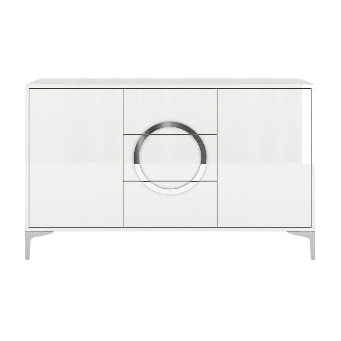 SIDEBOARD Eva, Weiß, Silberne Akzente, Hochglanz - Weiß Hochglanz/Silberfarben, Holzwerkstoff/Metall (138/83/38cm) - Kayani