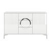 SIDEBOARD Eva, Weiß, Silberne Akzente, Hochglanz - Weiß Hochglanz/Silberfarben, Holzwerkstoff/Metall (138/83/38cm) - Kayani