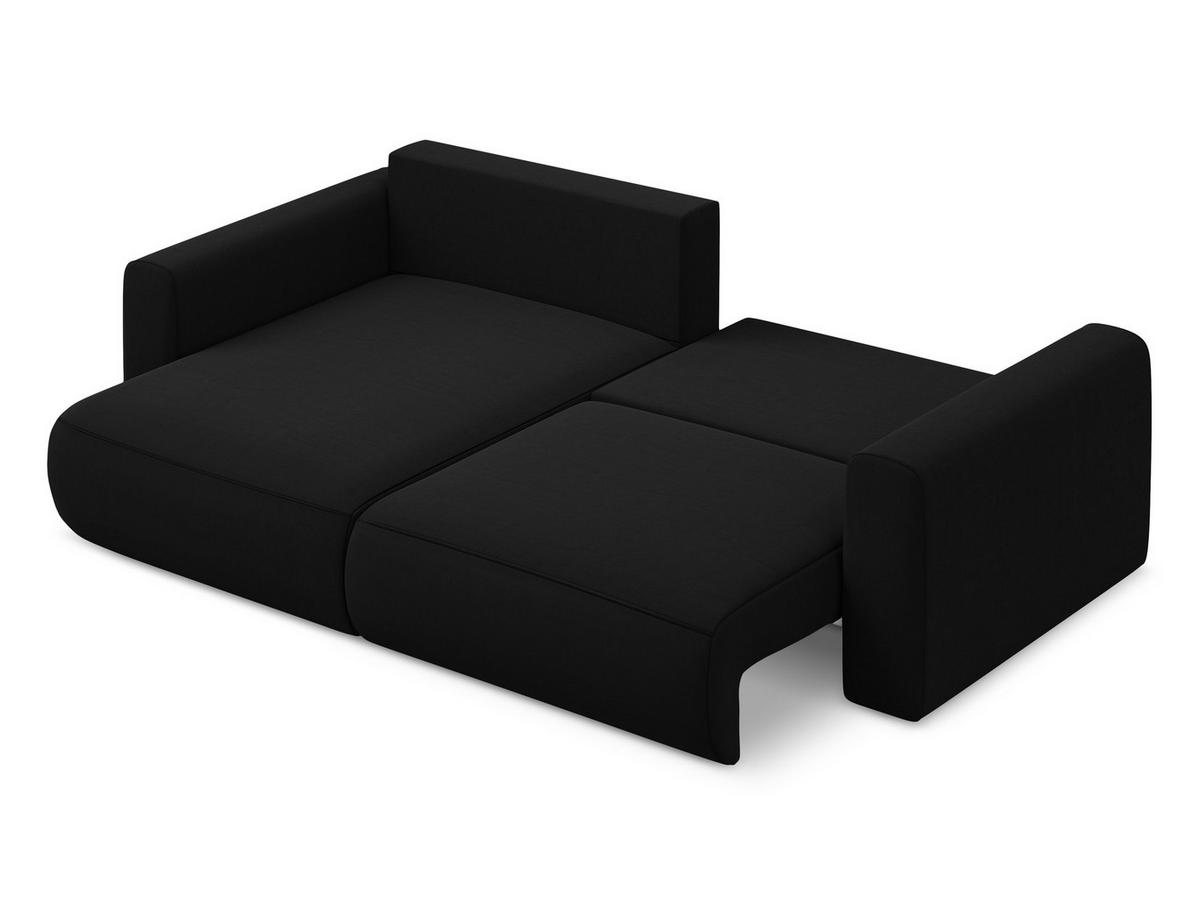 ECKSOFA mit Schlaffunktion Samt Stoff Schwarz - Schwarz, Kunststoff/Textil (149/240cm) - Makamii