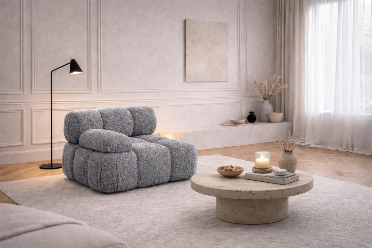 MODUL Seitlich, Für Modulares System, Stoff Abriamo, Dunkelgrau, Links, Selia - Dunkelgrau, Holz (95/70/95cm) - Kaiser Möbel