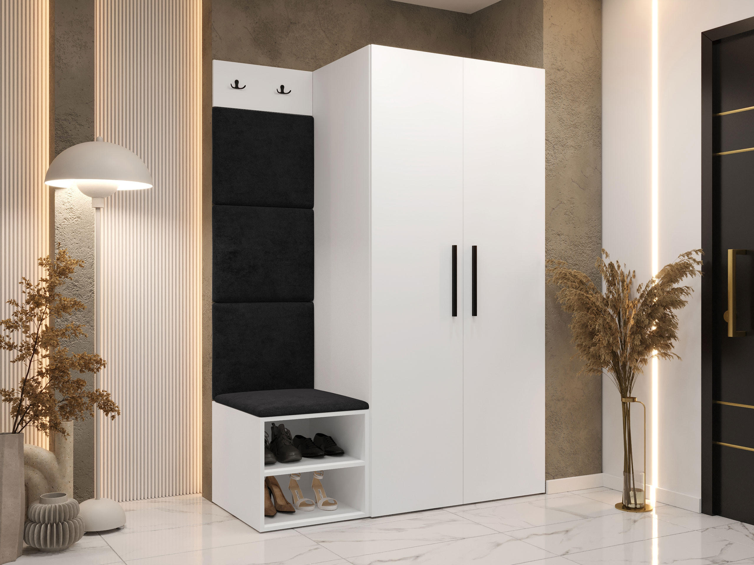 GARDEROBEN-SET Medi IV - Anthrazit/Schwarz, Holzwerkstoff/Kunststoff (80/191/50cm) - MIRJAN24