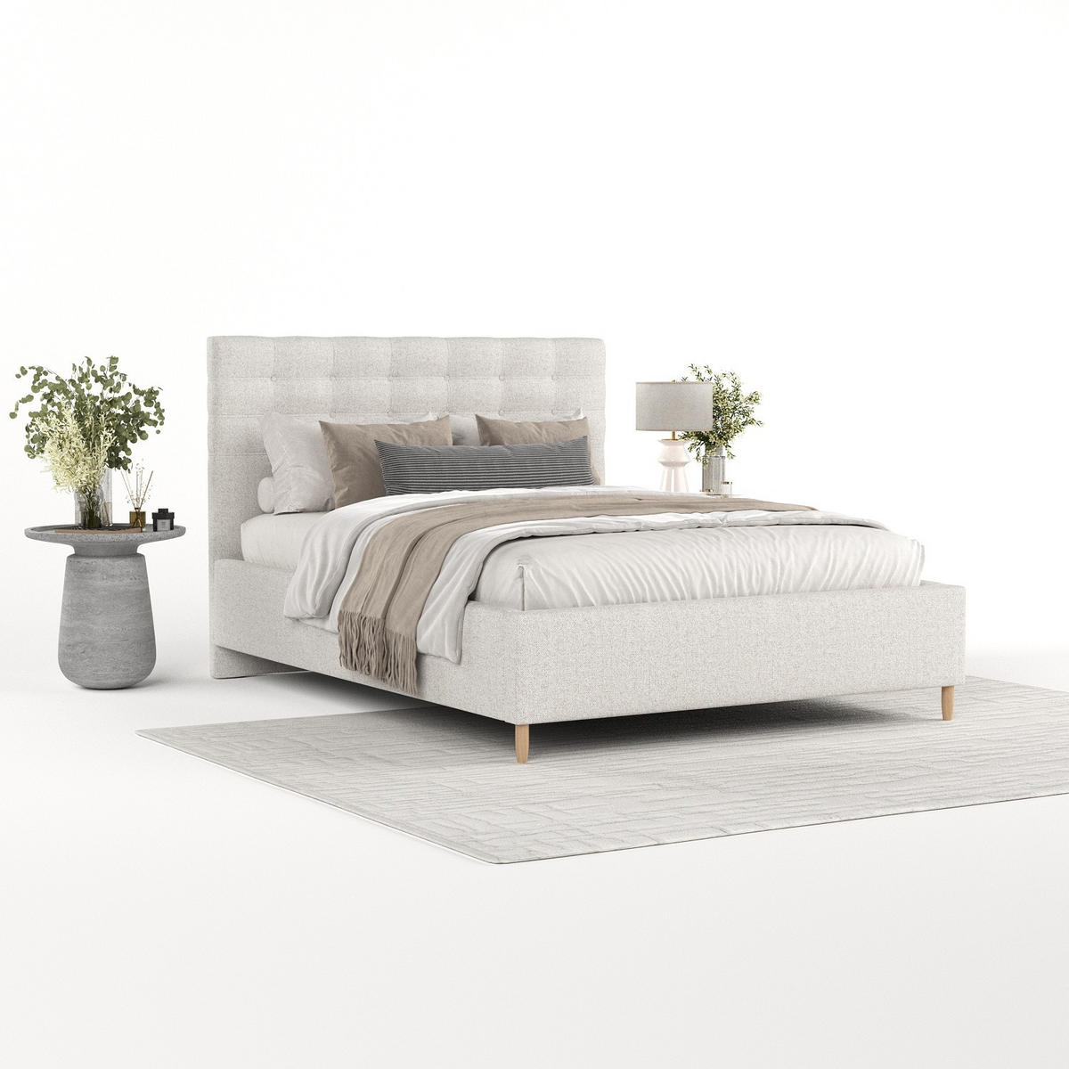 POLSTERBETT Soma 180/200 cm Hellbeige im Riva Stoff - Beige/Naturfarben, Holz/Holzwerkstoff (180/200cm) - AltaBeds