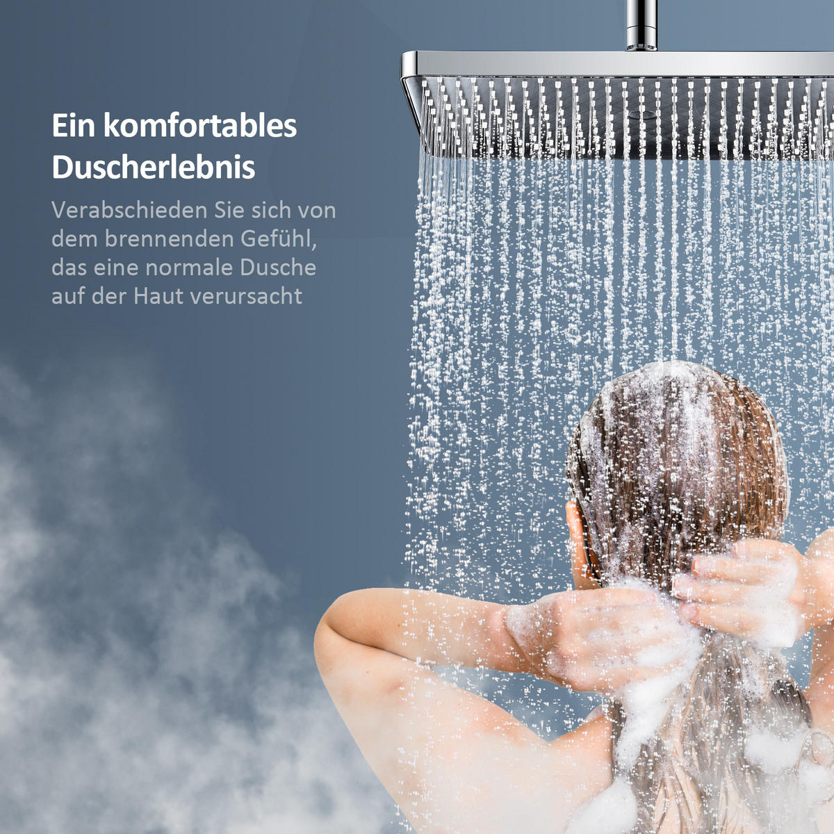 ÜBERKOPFBRAUSESET mit Armatur Thermostat und Ablage Chrom - Chromfarben, Metall (36/106.6/48.7cm) - EMKE