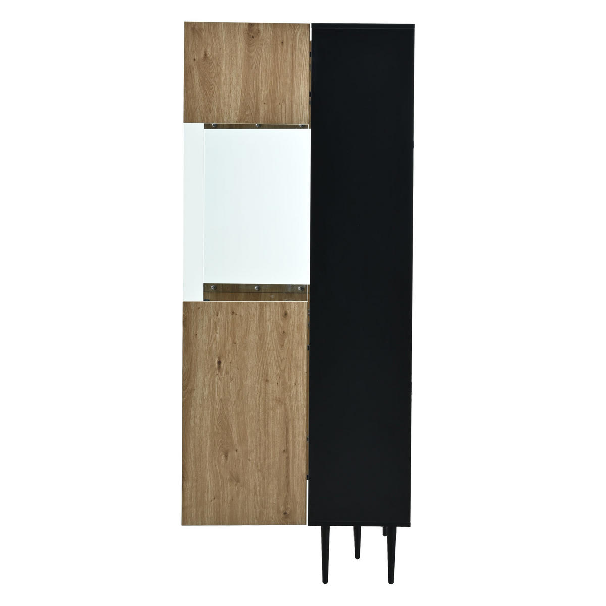 VITRINE LED Hochschrank Glas 10 Fächer Holz Schwarz 180cm - Multicolor, Holzwerkstoff (80/180/35cm) - FLIEKS