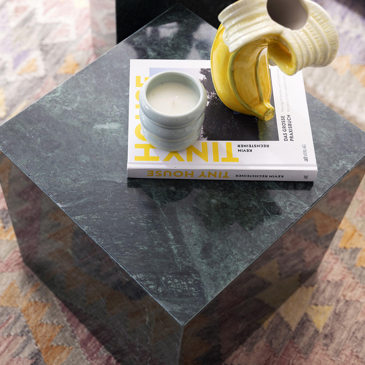 BEISTELLTISCH - Marmor - Dunkelgrün, Stein (40/40/40cm) - home24