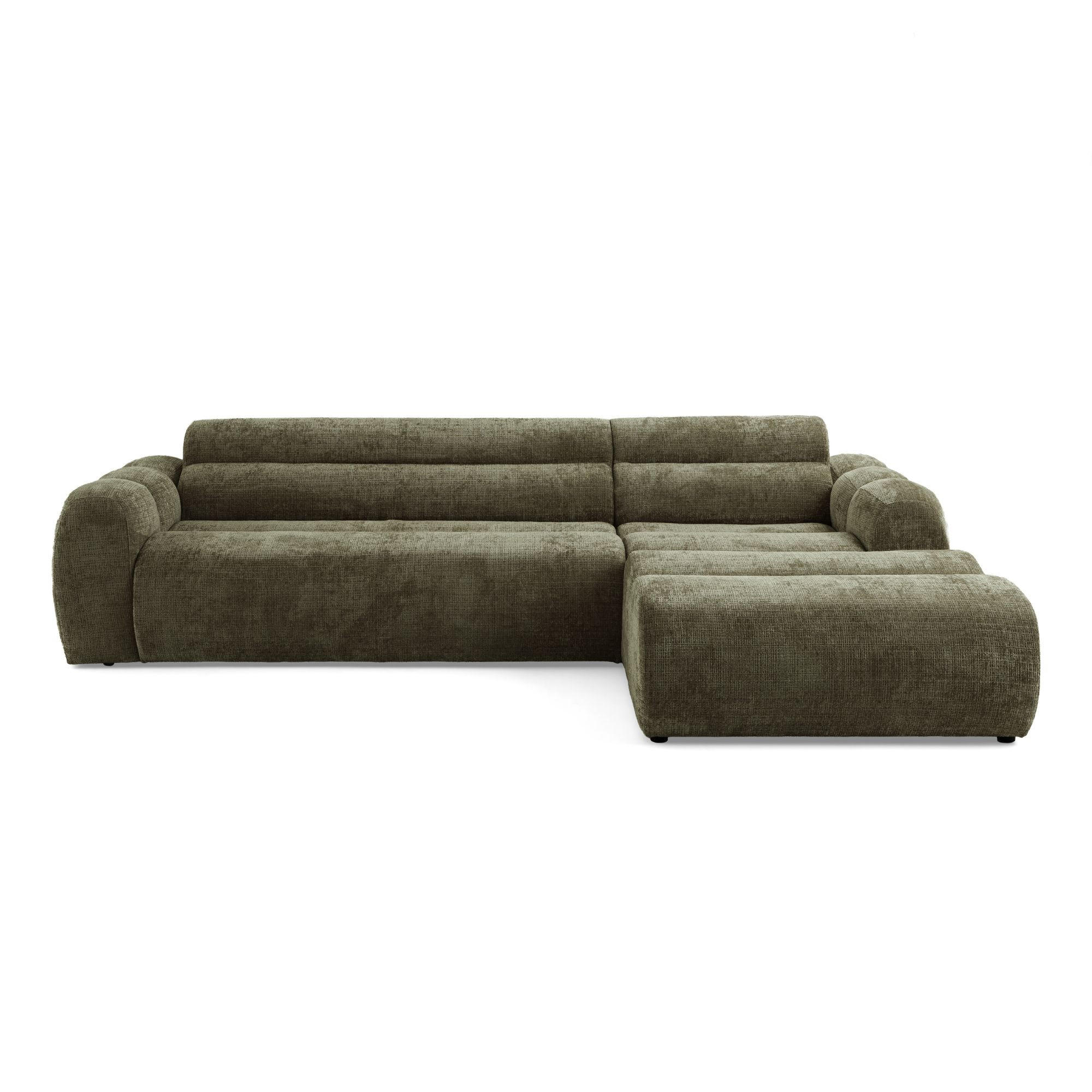 4-SITZER modulares Ecksofa VEER SET 1 Rechts, 298 x 175 cm, Chenille Webstoff Grün - Schwarz/Grün, Holz/Kunststoff (175/298cm) - Muffo