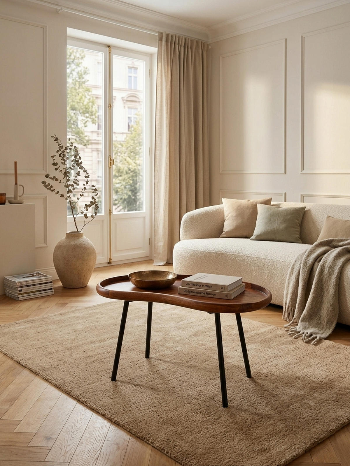 COUCHTISCH Massivholz mit Metallbeinen, Nierenform, Handgefertigt, Braun 71x40x42 cm - Schwarz/Braun, Holz/Metall (40/71/42cm) - KADIMA DESIGN