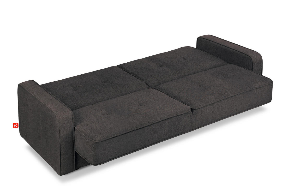 SCHLAFSOFA ORIO 3 Personen, Chenille-Stoff, marineblau/braun - Blaugrau, Textil (219/90/90cm) - KONSIMO®