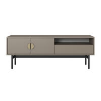 TV-SCHRANK Stoon Steingrau mit Schublade 154 cm - Beige/Goldfarben, Holzwerkstoff/Metall (154/57/38cm) - Selsey
