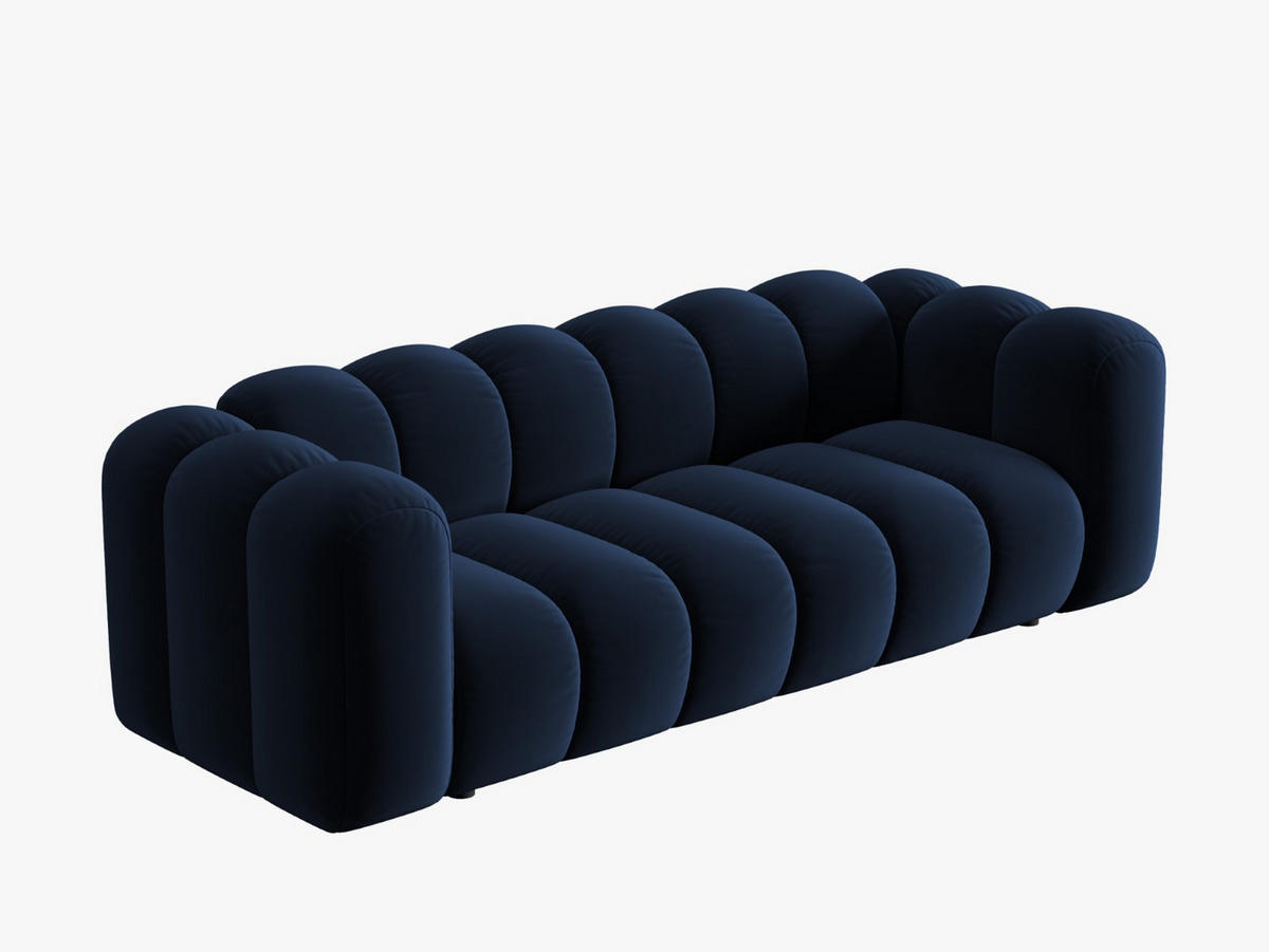 SOFA Lupine aus Samt königsblau 3 Sitzplätze - Dunkelblau, Textil (95/70/230cm) - Micadoni