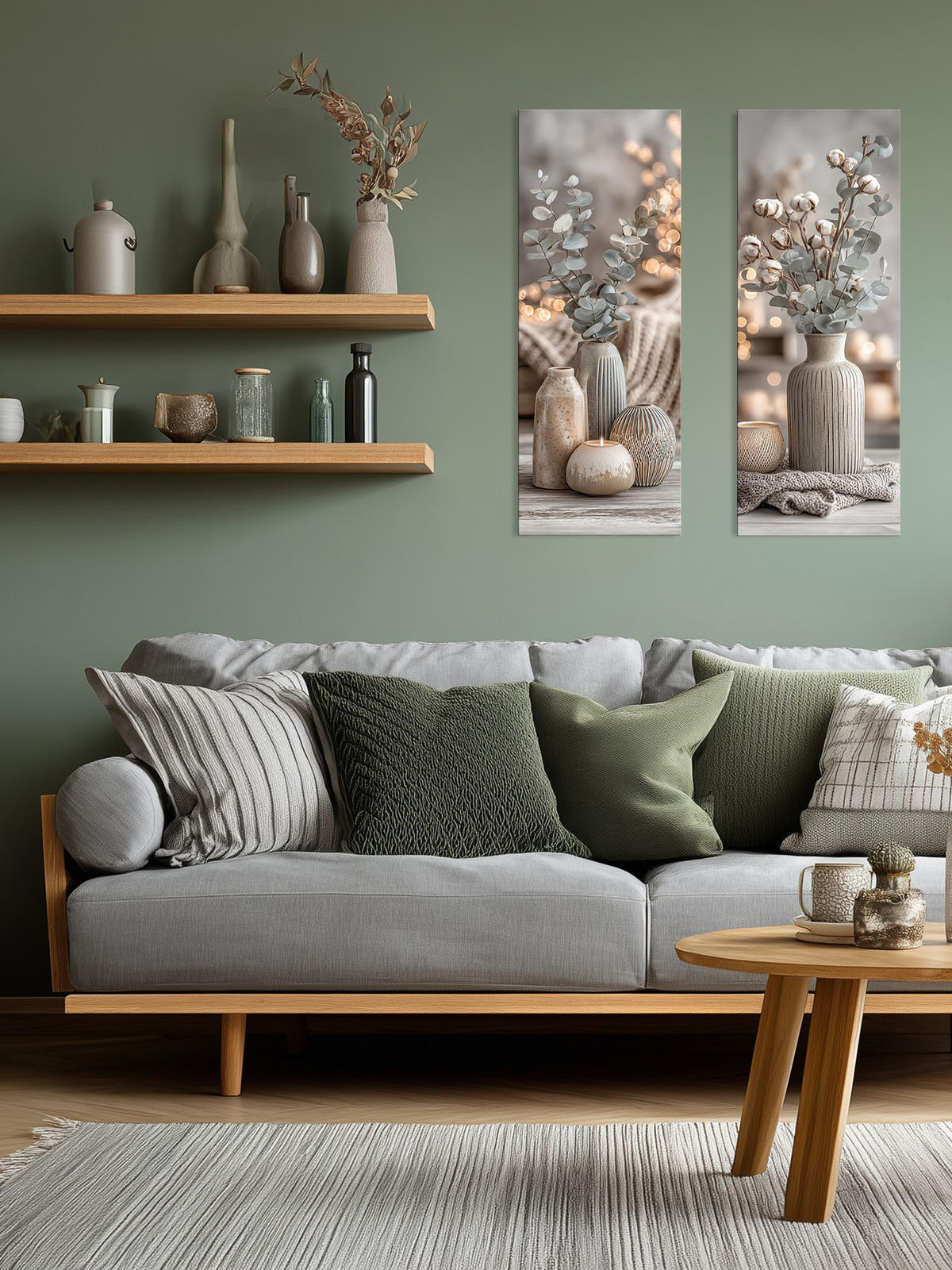 GLASBILD 30x80 cm Stillleben Eukalyptus - Beige, Glas (30/80cm) - artissimo