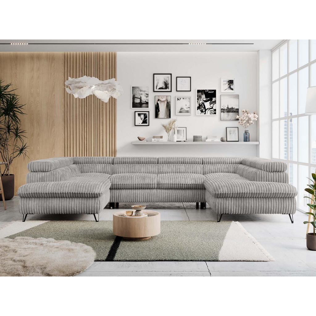 Thumbnail - MKS Wohnlandschaft, Grau, Textil, 6-Sitzer, U-Form, 346x76x208 cm, Wohnzimmer, Sofas & Couches, Wohnlandschaften, Wohnla...