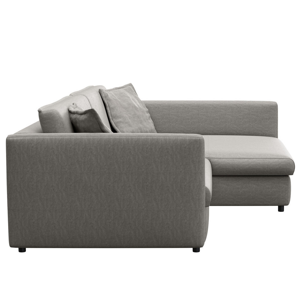 ECKSOFA mit Longchair - Schwarz/Grau, Kunststoff/Textil (290/183cm) - home24