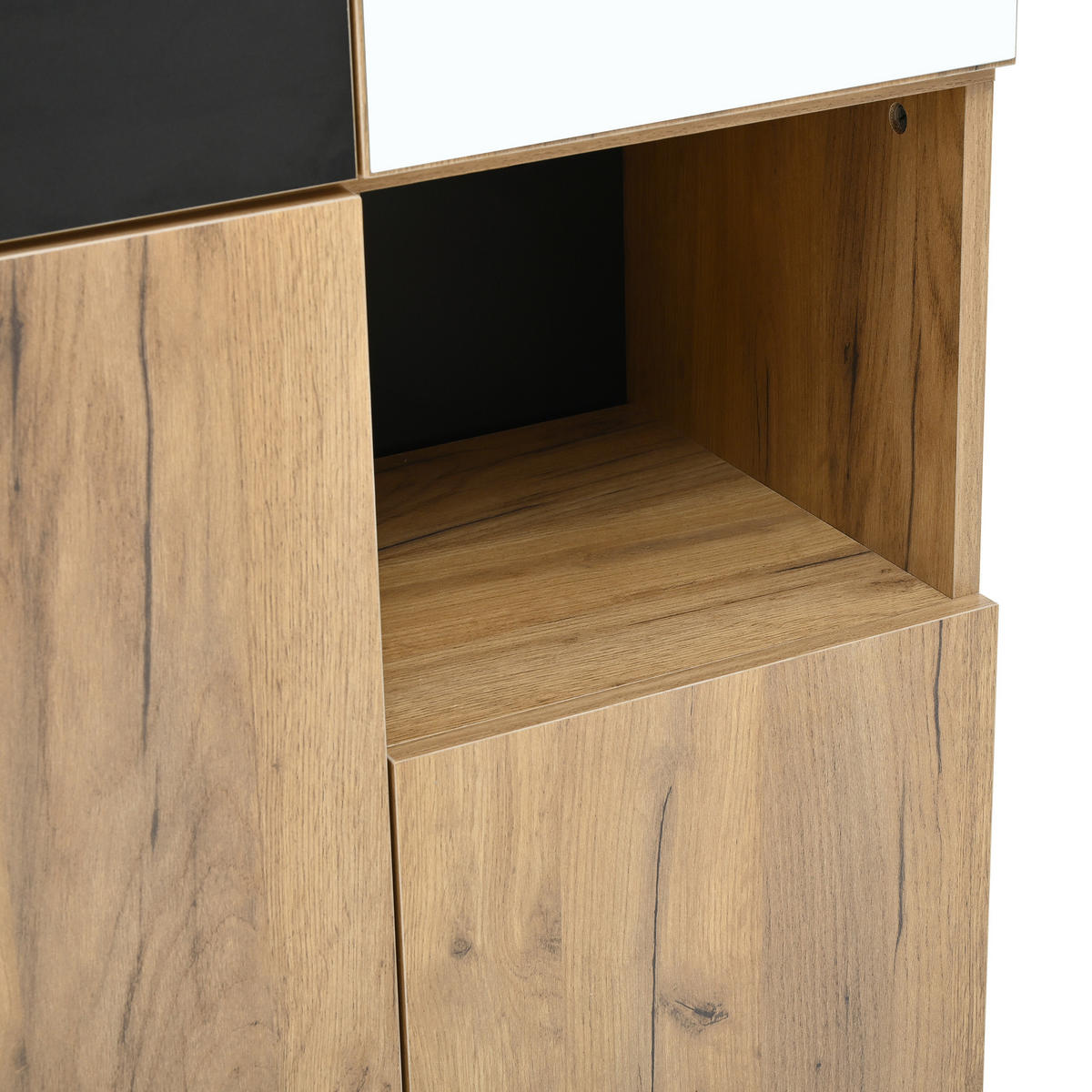 SCHRANK Hoch mit Spiegel Schwarz Natur 65x35x190cm - Multicolor, Holzwerkstoff (35/190/65cm) - FLIEKS