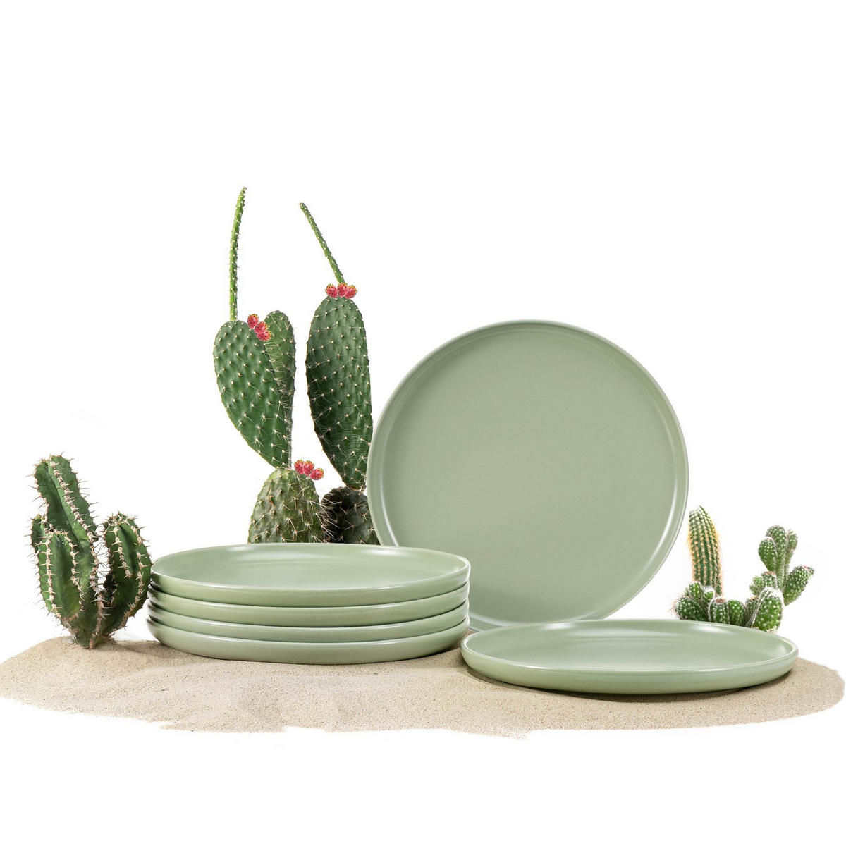 TELLER-SET VICTO 6-tlg Dessertteller - Grün, Keramik (20/2/20cm) - KONSIMO®