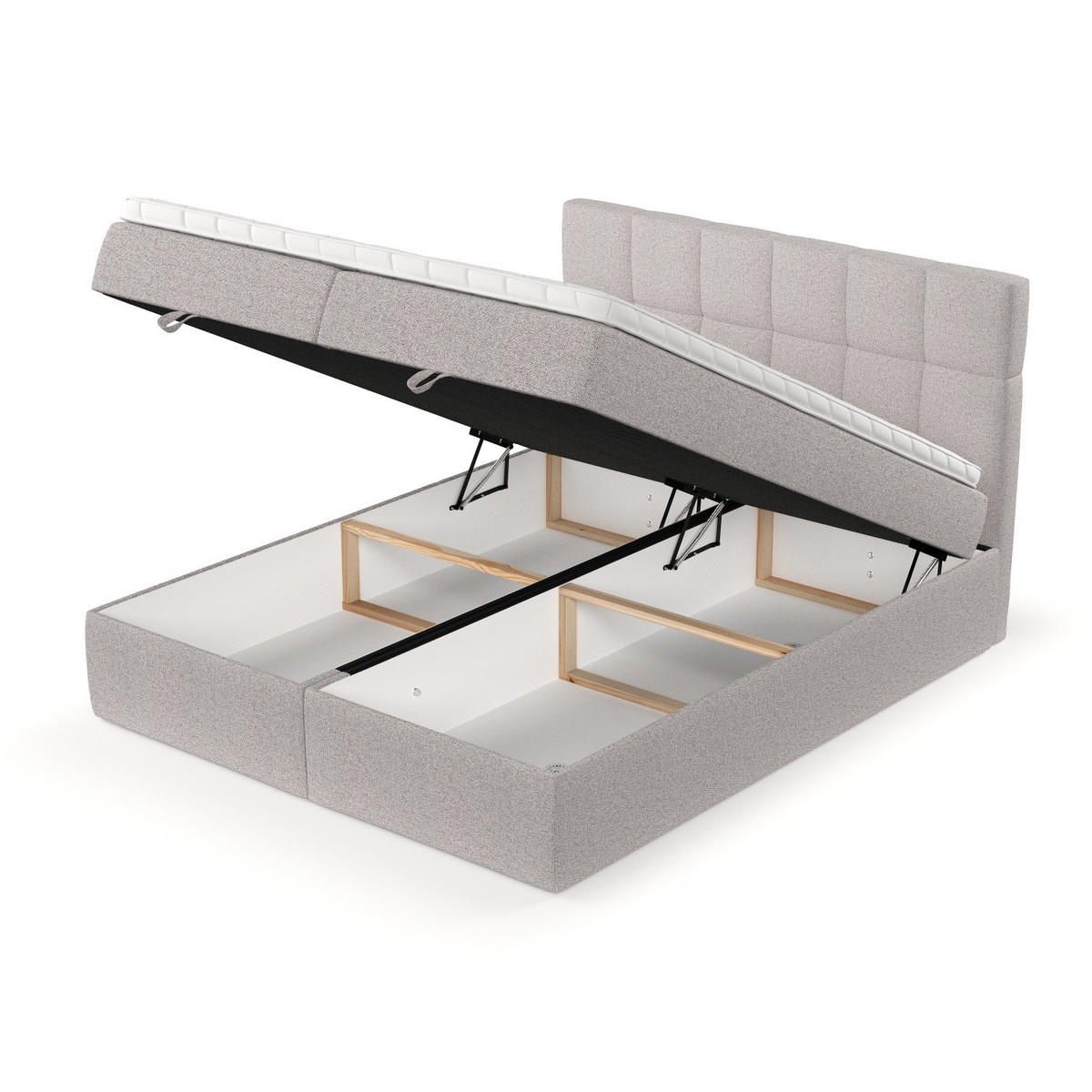 BOXBETT Savio 140/200 cm Beige im Riva Stoff - Beige/Schwarz, Holz/Holzwerkstoff (140/200cm) - AltaBeds