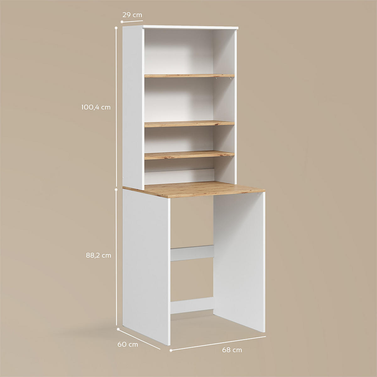 WASCHMASCHINENSCHRANK Paolina Weiß/Artisan 66 x 88.2 cm 2 Teile mit Regal - Weiß/Eiche Artisan, Holzwerkstoff (66/88.2/60cm) - Livinity®