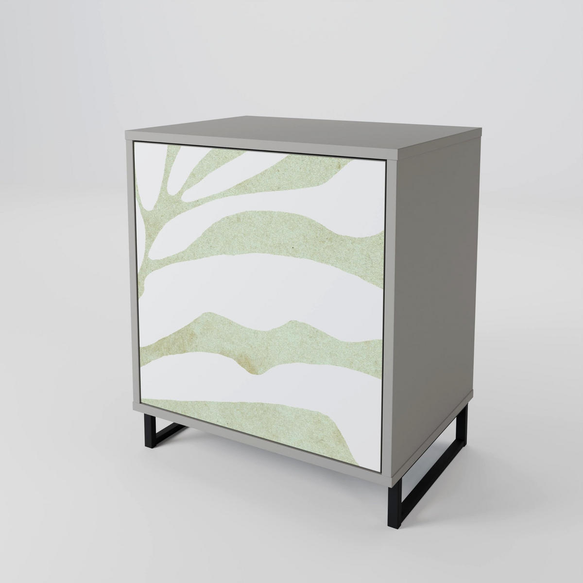 SIDEBOARD BOTANICAL SPARK, Grau, 57,5x42x57,5 cm, Ohne Füße - Multicolor/Grau, Holzwerkstoff (57.5/57.5/42cm) - SpaceRebels