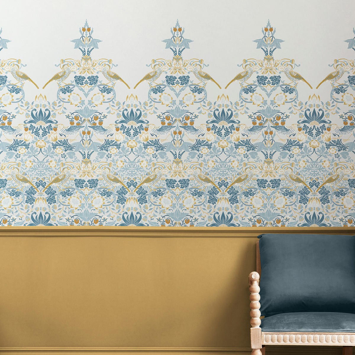 FOTOTAPETE - Strawberry Thief Soft Blue - Blau, Papier/Kunststoff (250/400cm) - Graham & Brown