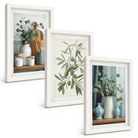 BILDER SET 3er Set - 20x30 cm Weißer Rahmen - Grüne Oliven, Eukalyptus - Weiß, Kunststoff (20/30cm) - TULUP