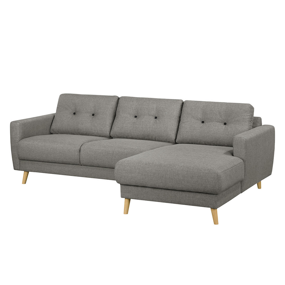 ECKSOFA mit Longchair - Hellbraun/Grau, Holz/Textil (233/148cm) - home24