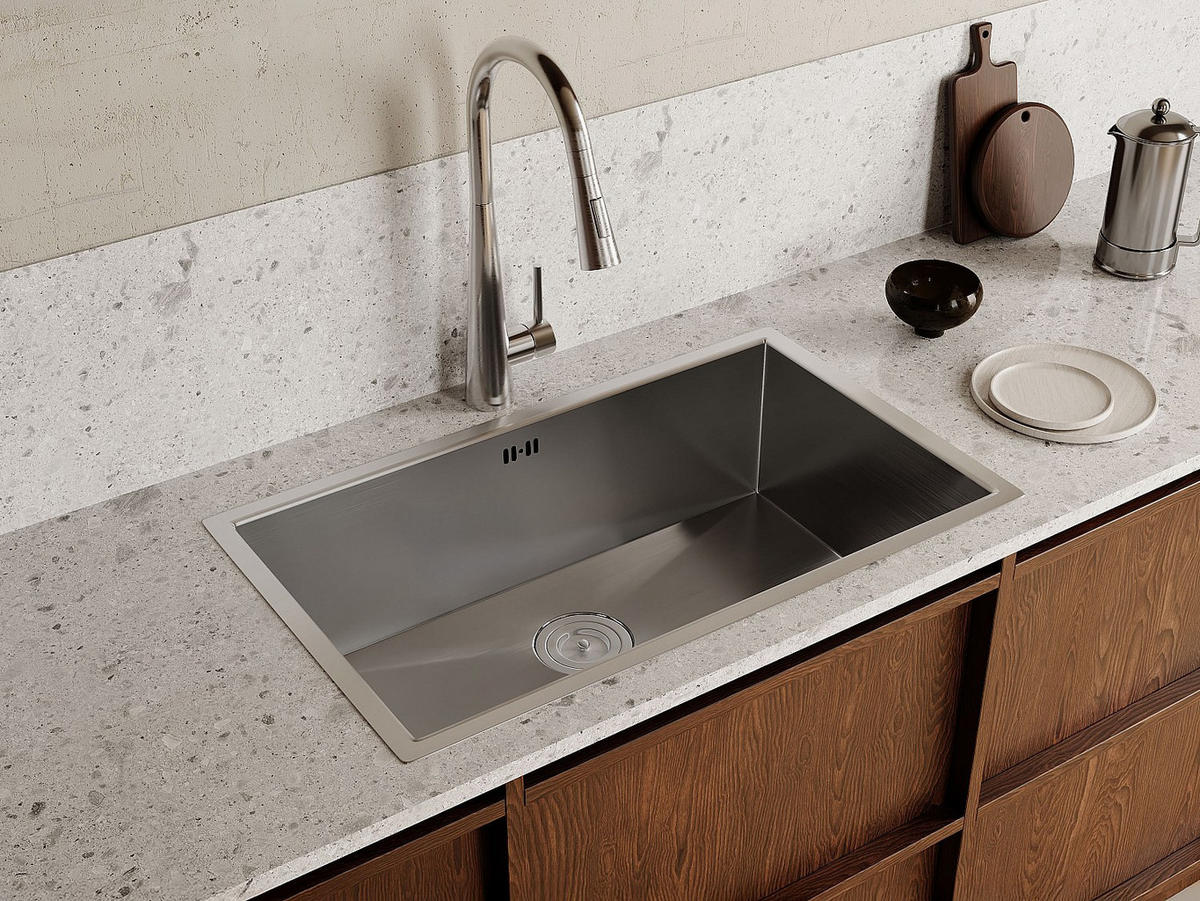 SPÜLE - 76 cm x 45 cm - metall - grau Soela - Grau, Metall (76/22/45cm) - Vente-Unique