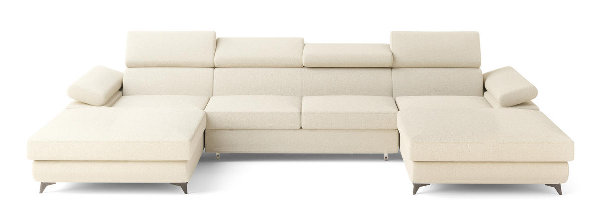 ROHOVÁ SEDAČKA DETTI krémová - černá/krémová, kov/dřevo (339/190cm) - MASSENO